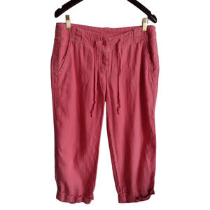 Boden Coral 100% Linen Cropped Pants Sz 12L